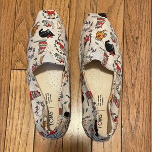 TOMS cat holiday Print Slip-Ons